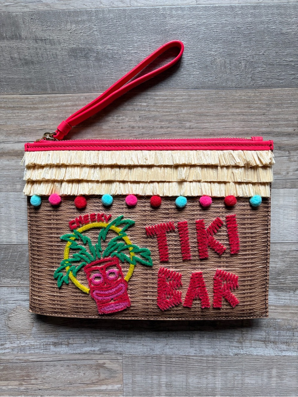 New Kate Spade  “Breath Of Fresh Air” Tiki Bar Leather Wristlet Pouch Bag